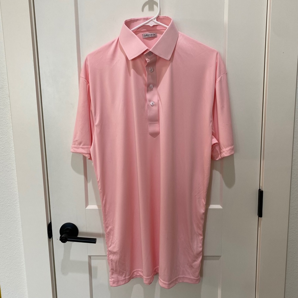 Collars & Co. Men's Short Sleeve Polo. Pink. Large Tall. Firm Dress Collar. NWOT